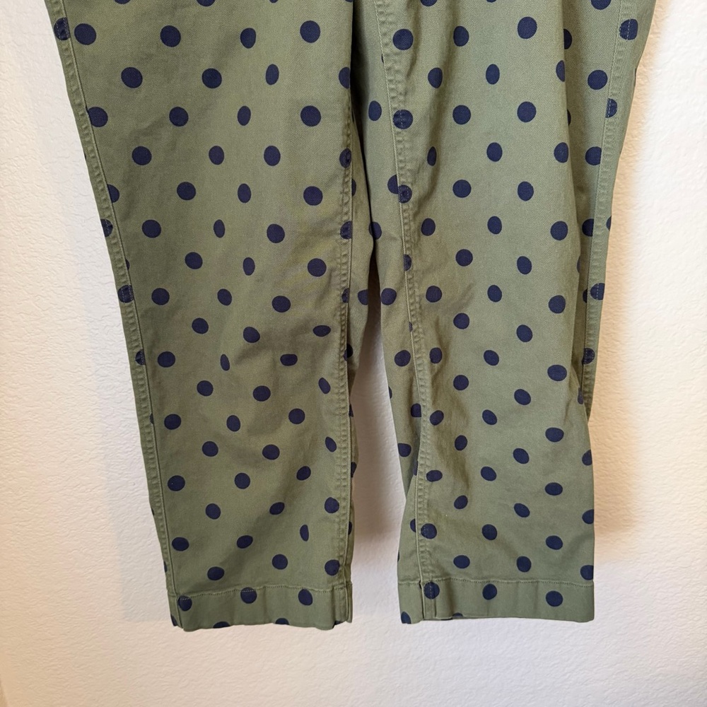 J.Crew High Rise Girlfriend Chino Pants Olive Green Polka Dot Relaxed Trouser 14 - Picture 4 of 8
